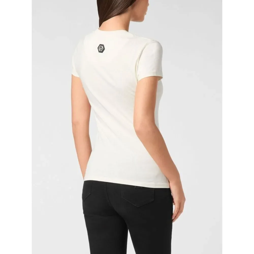 Philipp Plein Women Philipp Plein Slim-Fit Cotton T-Shirt With Tone-On-Tone Logo
